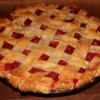 Baked cherry pie with lattice crust