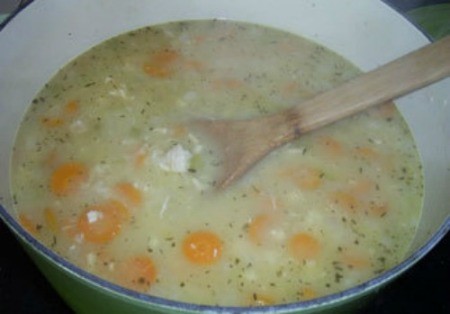 Chicken And Rice Soup in Pot