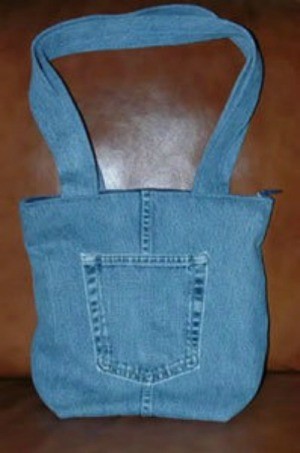 Recycled Denim Tote with pocket