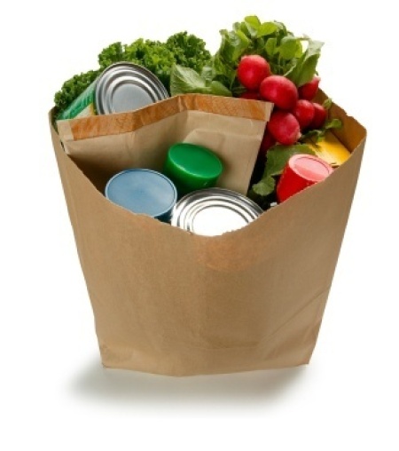 A paper bag full of groceries