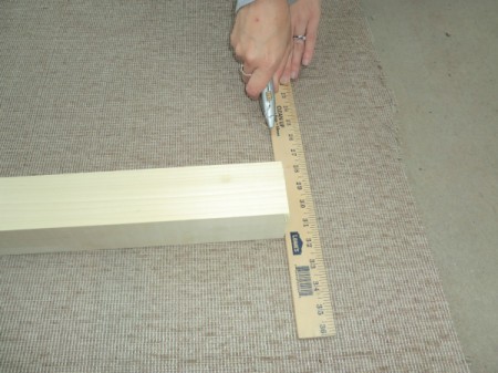 Measuring the carpet for the cat scratching post.