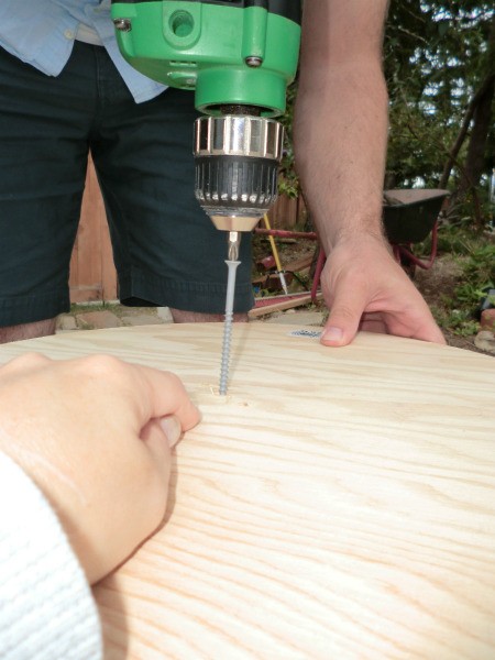 Drilling holes in the base.