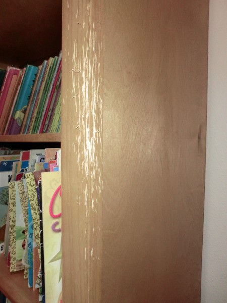 Furniture damaged by cat scratches.