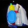 Lunch box with lemon squeeze bottle as ice pack.