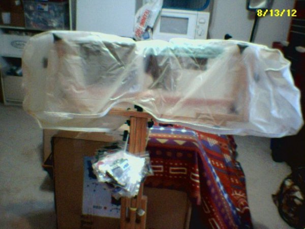 Project wrappen in garment bag.