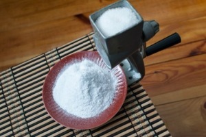 A sugar mill making powdered sugar.