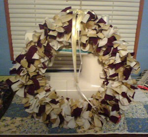 tan and brown rag wreath
