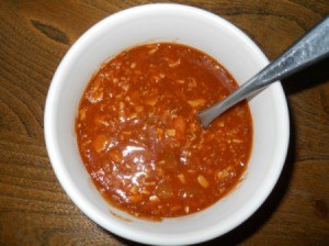 Bowl of turkey chili.