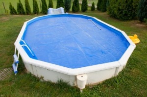 Cloudy water in an above ground pool.