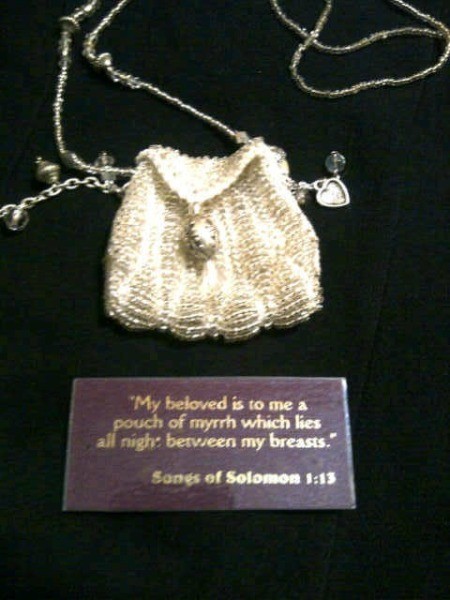 Myrrh bag with scripture on card.