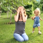 Mother and Child Playing Hide and Seek