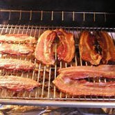 Bacon baking in the oven.