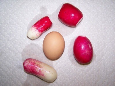 Large cut and cleaned radishes.