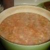 A pot of homemade bean with bacon soup