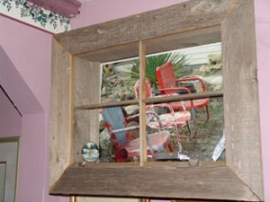 Window frame built around photo.