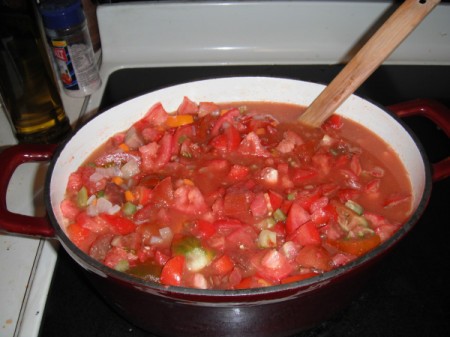 Tomato soup in process