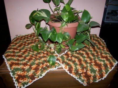 Crocheted placemats in Fall colors.