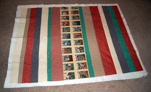 Strip pieced quilt.