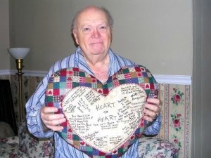 A signed heart as a hospital present.