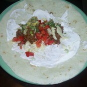 $10 Dinners: Soft Tacos - An assembled soft taco ready to be rolled