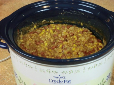 cooked soup in crockpot