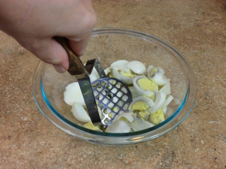 Mashing Eggs for Egg Salad Sandwiches