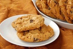 Peanut Butter Chocolate Chip Cookies on a Plate