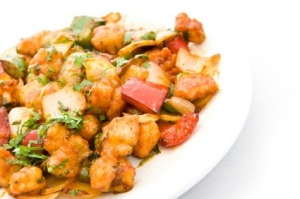 Sweet and Sour Chicken on White Plate