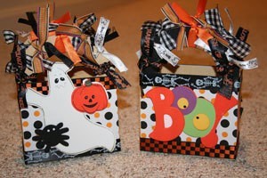 Decorated Halloween themed boxes.