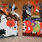 Decorated Halloween themed boxes.
