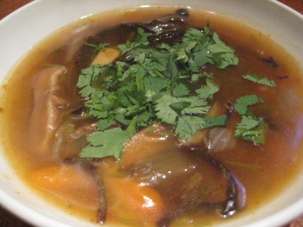 Bowl of hot and sour soup.