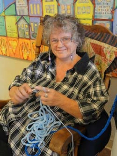 Sandi crocheting a chain for Food by the Foot