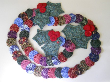 Entire completed garland coiled for photo.