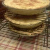Three pies on cooling rack.