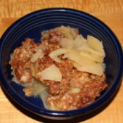 Bowl of Homeycrisp apple crisp.