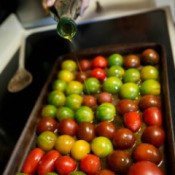 Tomatoes Being Prepared for Roasting