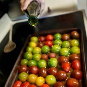 Tomatoes Being Prepared for Roasting