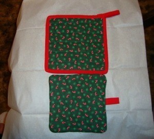 Christmas fabric hot pads.