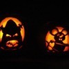 Carved and lighted pumpkins