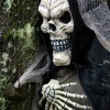 A photo of a grim reaper halloween decoration.