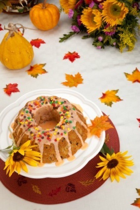 Pumpkin Cake and Fall Decorations