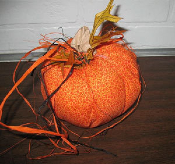 Orange print fabric pumpkin.