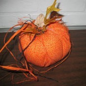 Orange print fabric pumpkin.