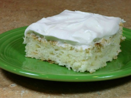 Photo of a piece of pineapple angel food cake.