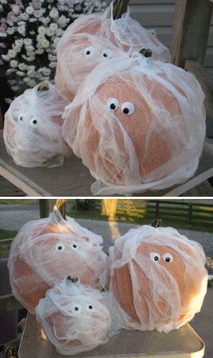 Pumpkin mummies.