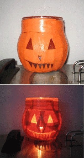 Decoupage pumpkin luminaries.