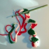 Working double crochet into chain.