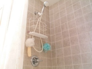 Photo of a shower and bathtub.