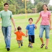 Family going to the park.