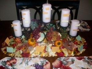 A thankful candle centerpiece for Thanksgiving